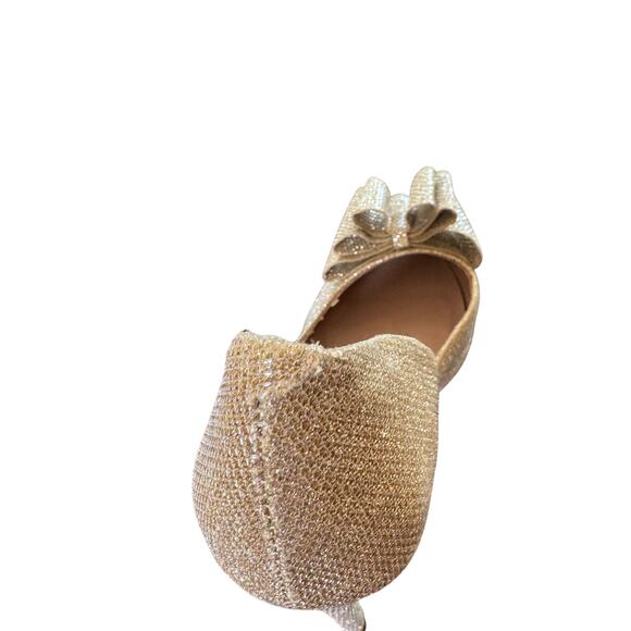 Betsey Johnson Parisss Prince D'Orsay Pumps Gold Sparkle Bow Heels Women's 8 - Picture 10 of 10